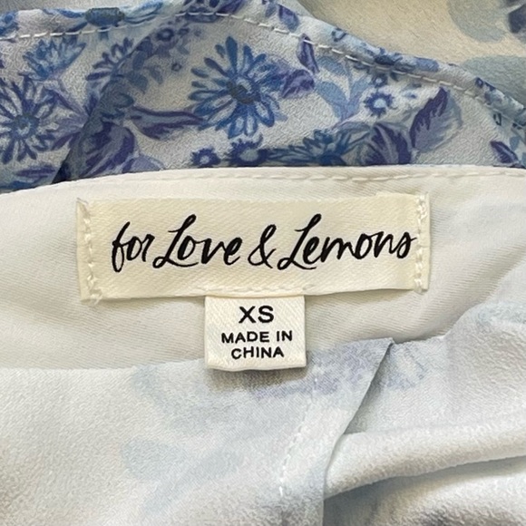 For Love & Lemons Rosalyn Maxi Dress Lace Patchwork Blue XS EUC - Picture 5 of 13